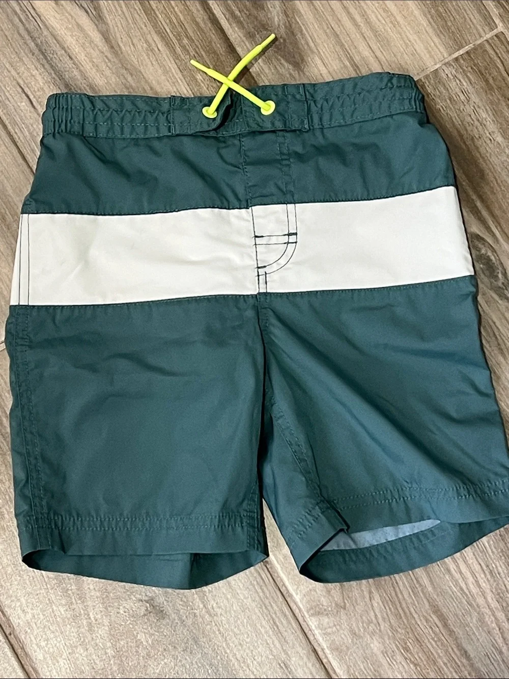 Old Navy Boys' Teal Swim Trunks with White Stripe